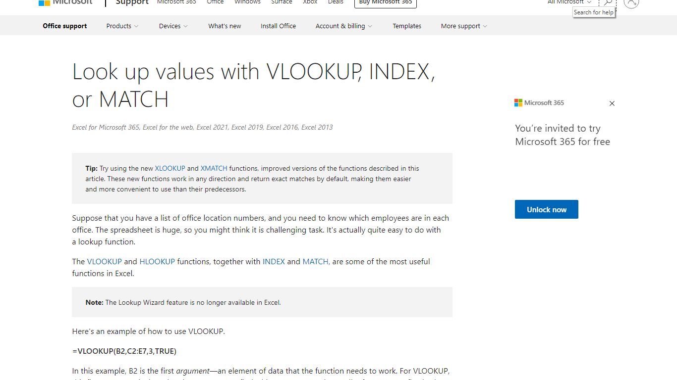 Look up values with VLOOKUP, INDEX, or MATCH